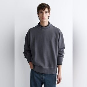 COS Relaxed Washed-Cotton Crewneck Pullover Sweater